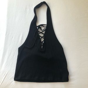 lace up halter crop top
